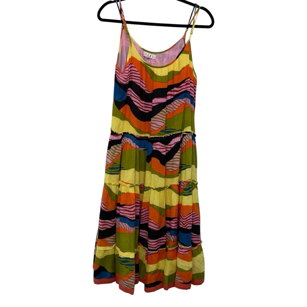 THML Vibrant Pink Green Multicolor Geometric Striped Dress Size Small